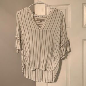 White and black stripe blouse.